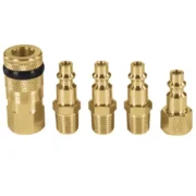 Juego de Acople y Conector Latón 1/4" NPT - 5 Piezas